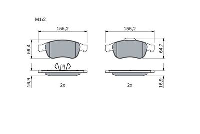 Колодки тормозные дисковые передние BOSCH 0986494441
