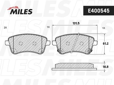 Колодки тормозные передние Miles E400545
