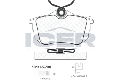 Колодки тормозные дисковые ICER 181165700