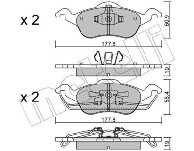 Комплект колодок для дискового тормоза METELLI 2202910