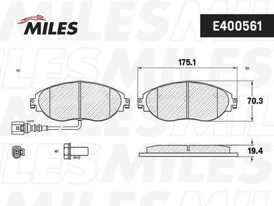 Колодки тормозные передние Miles E400561