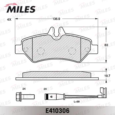 Колодки тормозные задние Miles E410306