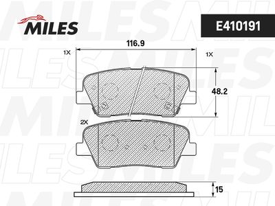 Колодки тормозные задние Miles E410191