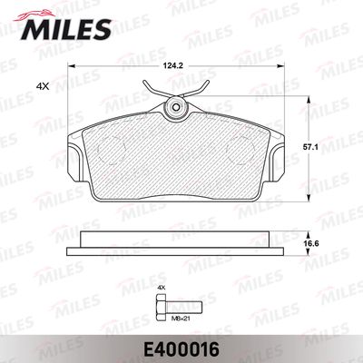 Колодки тормозные передние Miles E400016