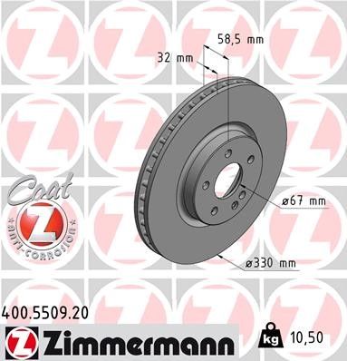 Диск тормозной ZIMMERMANN 400550920