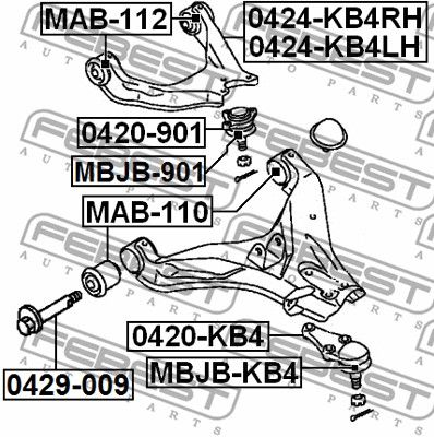 Сайлентблок рычага переднего верхний FEBEST MAB112