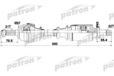 Полуось левая PATRON PDS0040