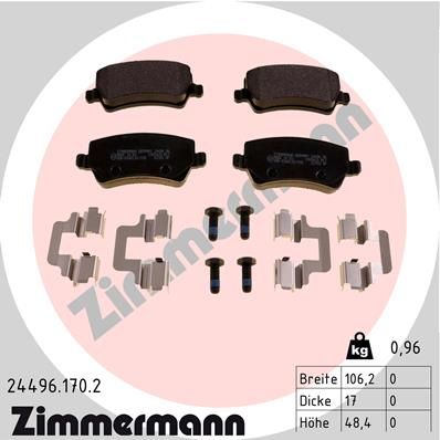 Колодки тормозные дисковые ZIMMERMANN 244961702