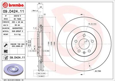 Диск тормозной BREMBO 09D42411