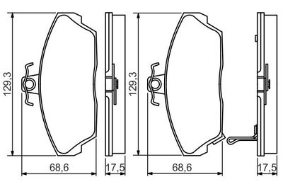 Комплект колодок для дискового тормоза BOSCH 0986495233