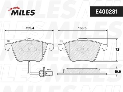 Колодки тормозные передние с датчиком Miles E400281