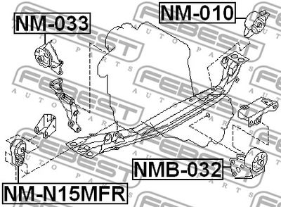 Подушка двигателя задняя FEBEST NM010