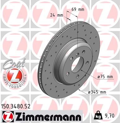 Диск тормозной задний ZIMMERMANN 150348052