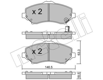 Комплект колодок для дискового тормоза METELLI 2208621
