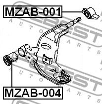 Сайлентблок рычага переднего задний FEBEST MZAB001
