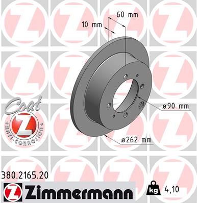 Диск тормозной ZIMMERMANN 380216520