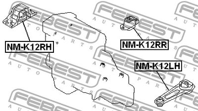 Подушка двигателя задняя FEBEST NMK12LH