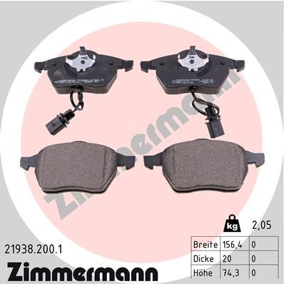 Колодки передние с датчиками ZIMMERMANN 219382001