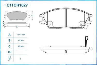 Колодки тормозные передние CWORKS C11CR1027