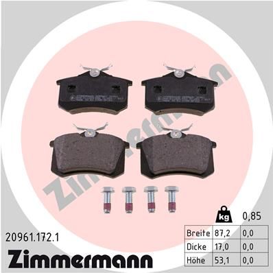 Колодки тормозные дисковые ZIMMERMANN 209611721