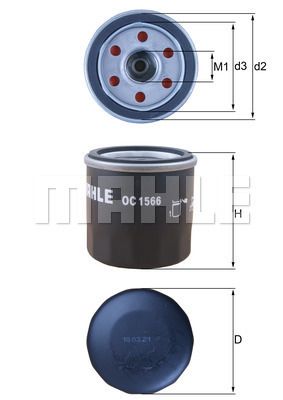 Фильтр масляный MAHLE OC1566