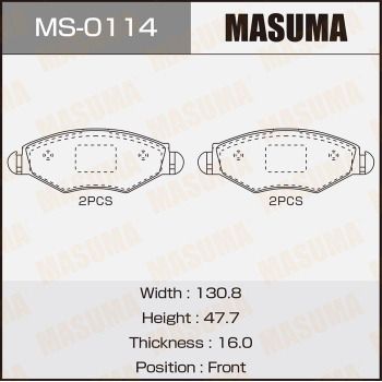 Колодки тормозные дисковые Masuma MS0114