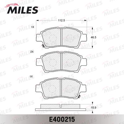 Колодки тормозные без датчика передние Miles E400215