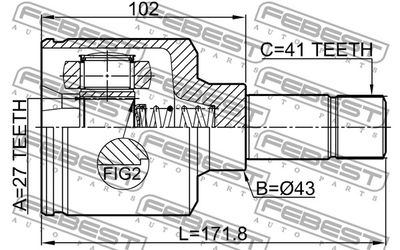 ШРУС внутренний левый FEBEST 2511BOX3LH