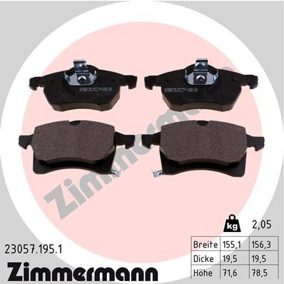 Колодки тормозные дисковые передние ZIMMERMANN 230571951