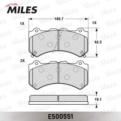 Колодки тормозные передние Miles E500551