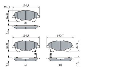 Комплект колодок для дискового тормоза BOSCH 0986494187