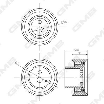 Ролик ГРМ натяжной GMB GT80760