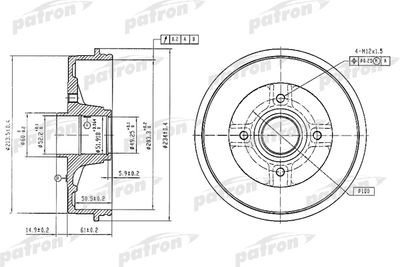 Барабан тормозной задний PATRON PDR1347