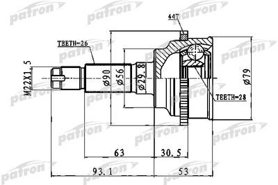 ШРУС внешний с кольцом АБС PATRON PCV1016