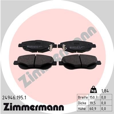 Колодки тормозные дисковые ZIMMERMANN 249461951
