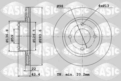 Диски тормозные комплект SASIC 9004482J