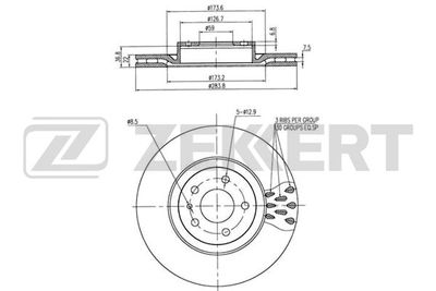 Диск тормозной передний Zekkert BS5014