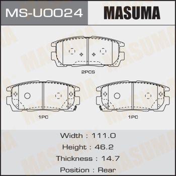 Колодки тормозные дисковые Masuma MSU0024
