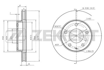 Диск тормозной передний Zekkert BS5149
