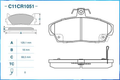 Колодки тормозные передние CWORKS C11CR1051