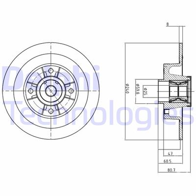 Диск тормозной задний DELPHI BG9028RS