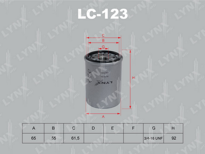 Фильтр масляный LYNXauto LC123
