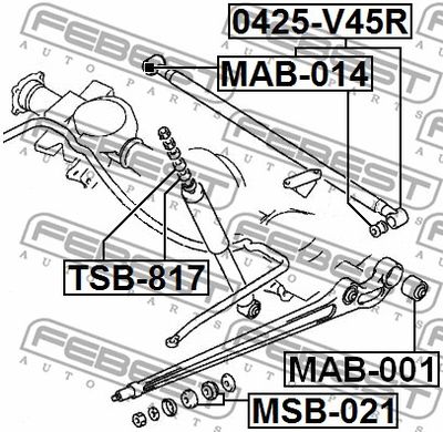 Сайлентблок задней поперечной тяги FEBEST MAB014