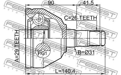 ШРУС внутренний левый FEBEST 2711XC90WDLH