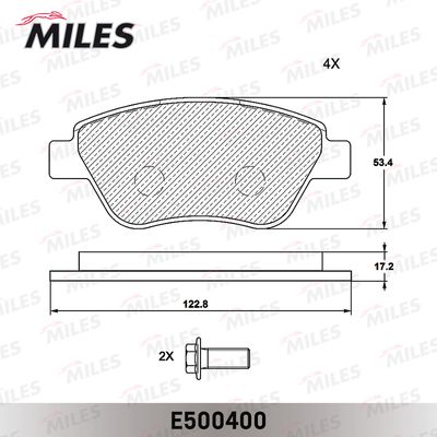 Колодки тормозные передние Miles E500400