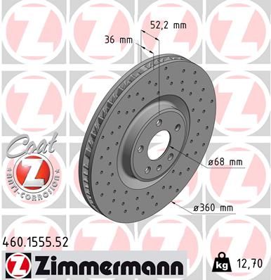 Диск тормозной спортивный ZIMMERMANN 460155552