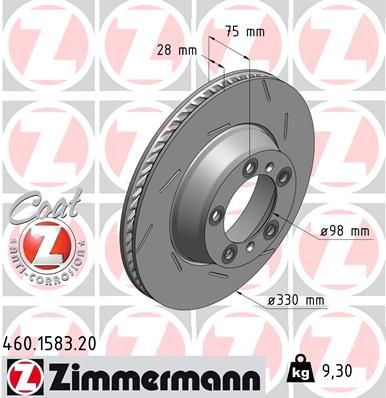 Диск тормозной ZIMMERMANN 460158320