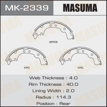 Колодки тормозные барабанные Masuma MK2339