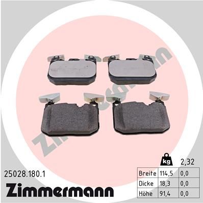 Колодки тормозные передние ZIMMERMANN 250281801