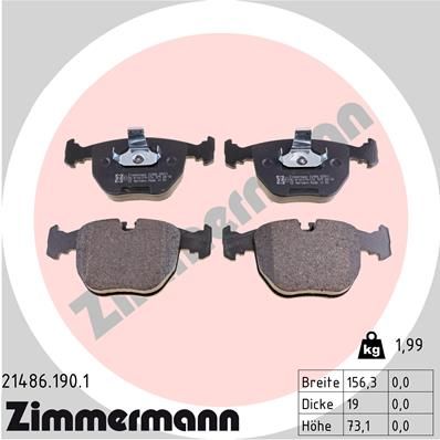 Колодки тормозные дисковые ZIMMERMANN 214861901